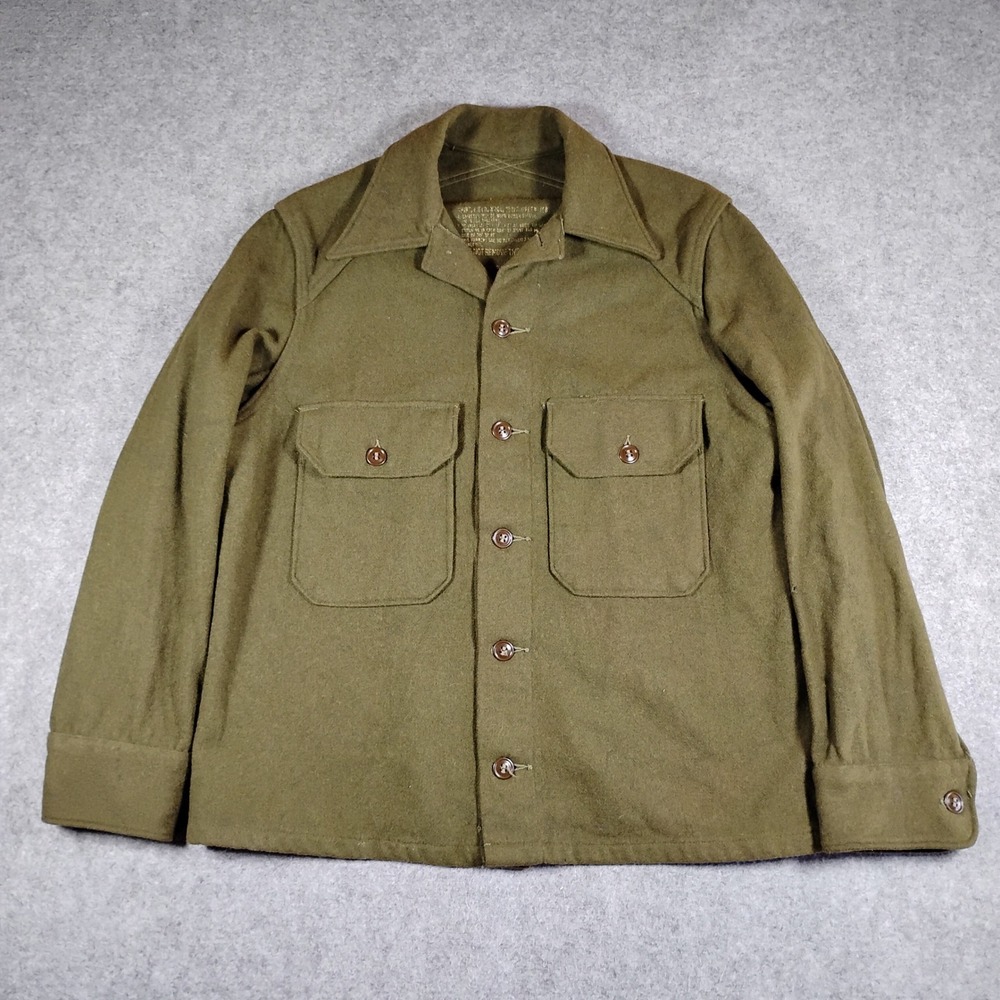 Vintage US Military M-1951 Field Shirt Wool Olive Drab Green Medium OG-108